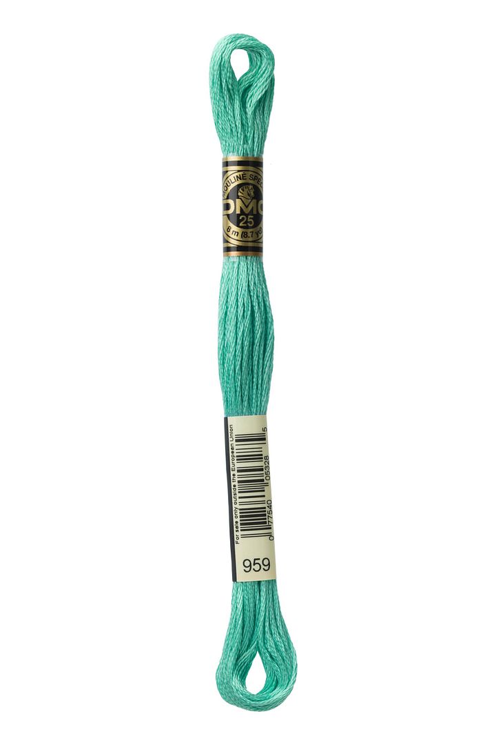 DMC 6 Strand Embroidery Floss Cotton Thread 959 Medium Seagreen 8.7 Yards 1 Skein