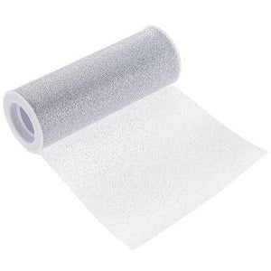 Metallic Silver Glitter Tulle Roll 6 inch by 10 Yards