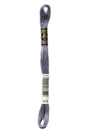 DMC 6 Strand Embroidery Floss Cotton Thread 414 Dark Steel Grey 8.7 Yards 1 Skein
