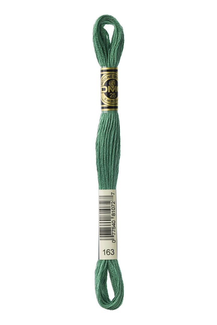 DMC 6 Strand Embroidery Floss Cotton Thread 163 Med. Celadon Green 8.7 Yards 1 Skein