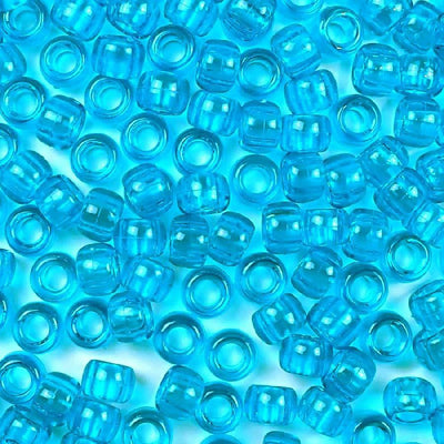 9mm Transparent Turquoise Pony Beads Bulk 1,000