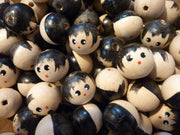 12mm 0.47 inch Small Natural Wood Doll Head Beads with Faces 100 Pieces - artcovecrafts.com