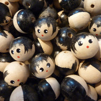 14mm 0.55 inch Small Natural Wood Doll Head Beads with Faces 100 Pieces - artcovecrafts.com
