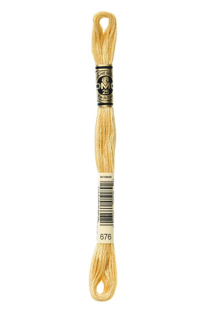 DMC 6 Strand Embroidery Floss Cotton Thread 676 Lt Old Gold 8.7 Yards 1 Skein