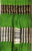 DMC 6 Strand Embroidery Floss Cotton Thread Bulk 906 Medium Parrot Green 8.7 Yards 12 Skeins