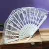 6 Inch White Lace Folding Fans 12 Pieces - artcovecrafts.com