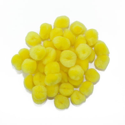 0.75 inch Yellow Mini Craft Pom Poms 100 Pieces - artcovecrafts.com