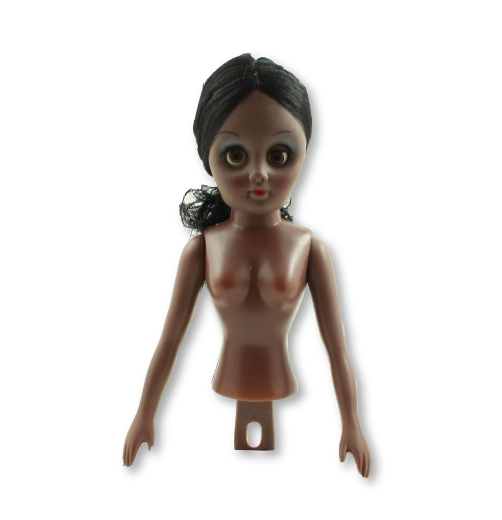8 inch Plastic Craft Doll - Pillow Doll- Half Body Black Skin Black Hair 1 Piece - artcovecrafts.com