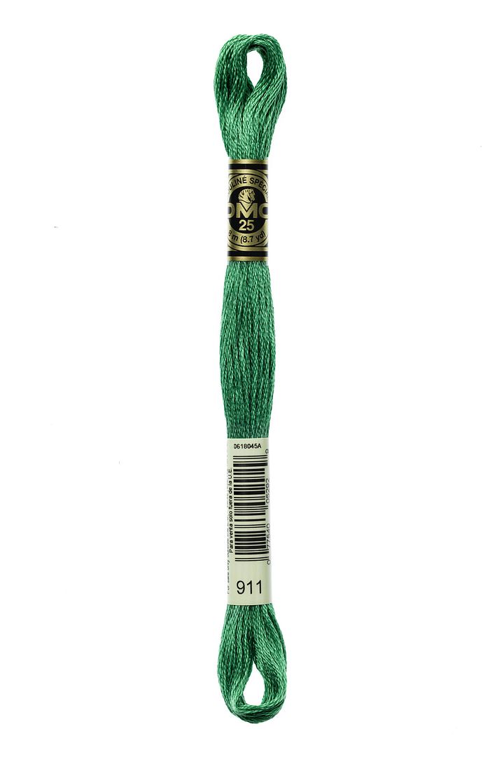 DMC 6 Strand Embroidery Floss Cotton Thread 911 Medium Emerald Green 8.7 Yards 1 Skein