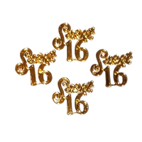 Gold Miniature Acrylic Clear Sweet 16 Sign Charm Capias 24 Pieces