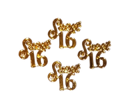 Gold Miniature Acrylic Clear Sweet 16 Sign Charm Capias 24 Pieces