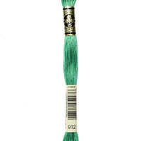 DMC 6 Strand Embroidery Floss Cotton Thread 912 Lt Emerald Green 8.7 Yards 1 Skein
