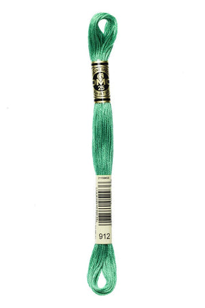 DMC 6 Strand Embroidery Floss Cotton Thread 912 Lt Emerald Green 8.7 Yards 1 Skein