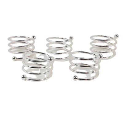 Spiral Metal Napkin Rings Silver Set of 12