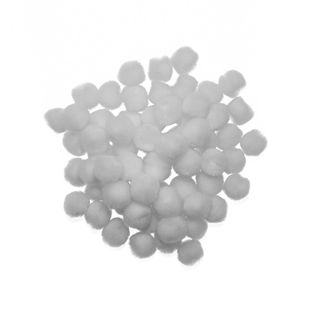 0.75 inch White Mini Craft Pom Poms 100 Pieces