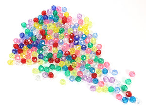 8mm Faceted Plastic Beads Transparent Multi Color Bulk 1,000 Pieces