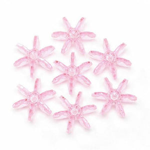 25mm Transparent Pink Starflake Beads 144 Pieces - artcovecrafts.com