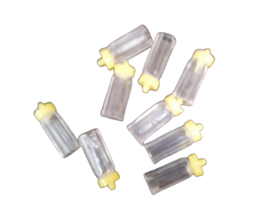 1 inch Mini Plastic Baby Milk Bottle Yellow Caps