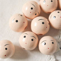 14mm 0.55 inch Small Wood Doll Head Beads with Faces 100 Pieces - artcovecrafts.com