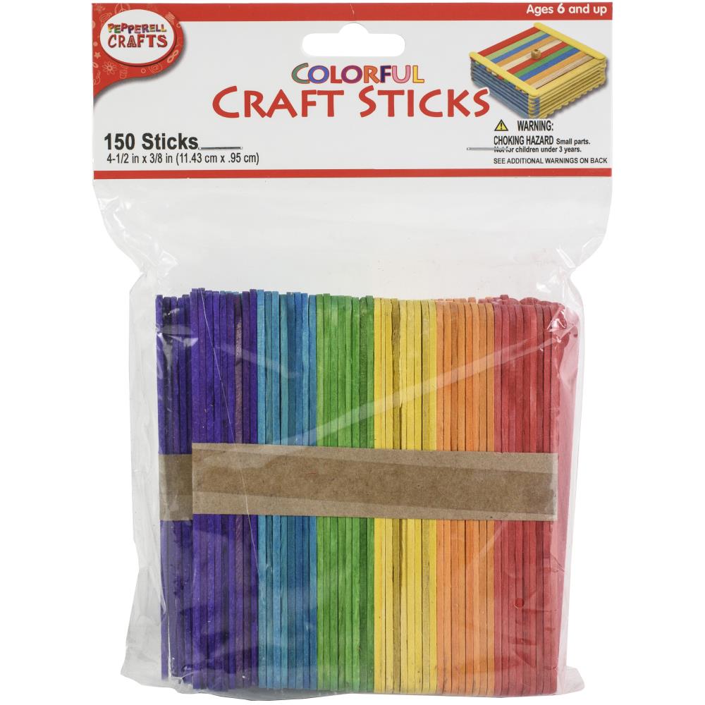 4 1/2 X 3/8 Inch Multi Colored Wood Craft Sticks