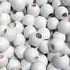 25mm White Round Wooden Macrame Beads 10mm Hole 6 Pieces