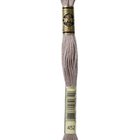DMC 6 Strand Embroidery Floss Cotton Thread 452 Medium Shell Grey 8.7 Yards 1 Skein