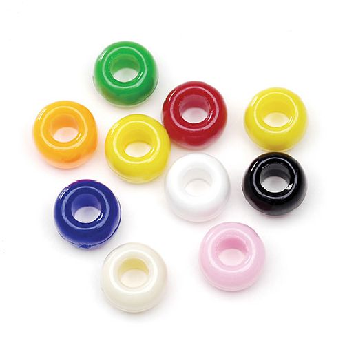 Darice Opaque Multicolor Plastic Pony Beads, 9mm, 1000 Pieces
