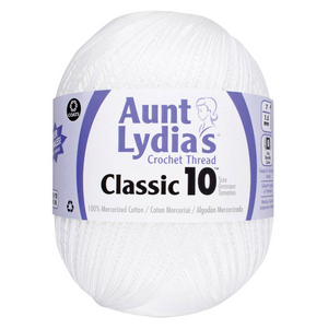 Aunt Lydia's White Classic Crochet Thread Size 10 Jumbo 2730 Yards - artcovecrafts.com