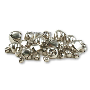 Silver Small Jingle Bells Assorted Sizes 3/8, 1/2, 3/4 and 1 inch 43 Pieces - artcovecrafts.com