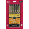 Pigma Micron Pens Black 01 .25mm 6 Pieces 50035