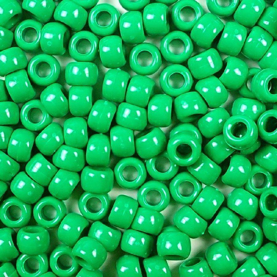 9mm Opaque Green Pony Beads Bulk 1,000 Pieces