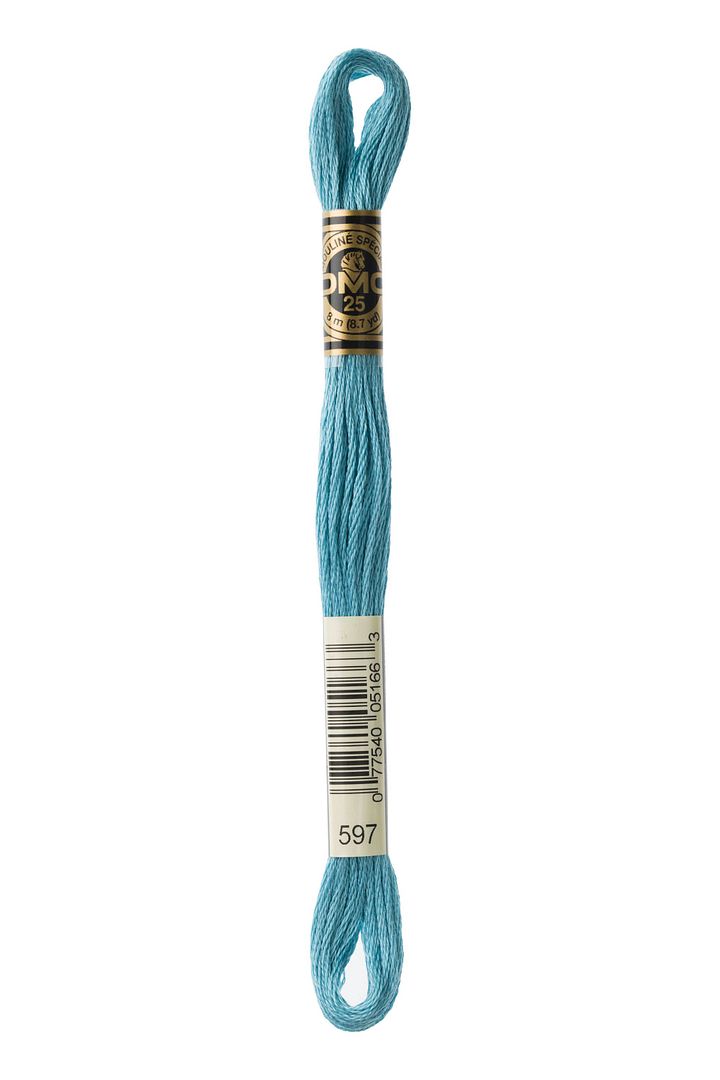 DMC 6 Strand Embroidery Floss Cotton Thread 597 Turquoise 8.7 Yards 1 Skein