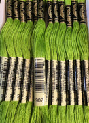 DMC 6 Strand Embroidery Floss Cotton Thread Bulk 907 Lt Parrot Green 8.7 Yards 12 Skeins