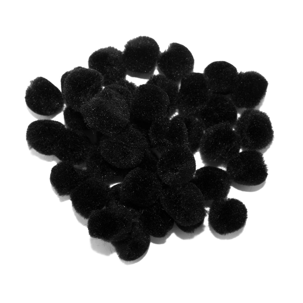 0.5 inch Black Tiny Craft Pom Poms 100 Pieces - artcovecrafts.com