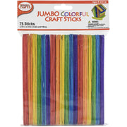 Colored  Jumbo Craft Sticks 5-7/8 X 3/4 inch 75 Pieces