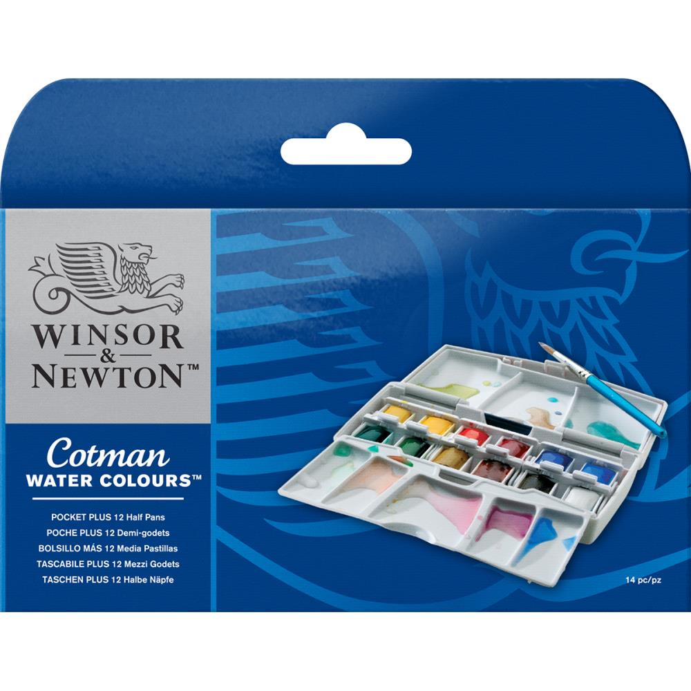 Winsor & Newton Cotman Water Colours Pocket Plus 12 Half Pans