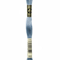 DMC 6 Strand Embroidery Floss Cotton Thread 932 Lt Antique Blue 8.7 Yards 1 Skein