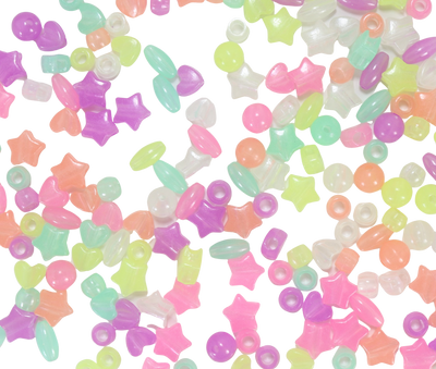 Assorted Glow in the Dark Pony Beads with Shapes