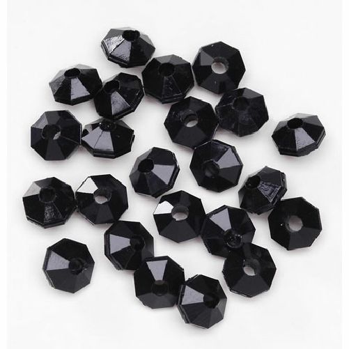 6mm Opague Black Rondelle Faceted Beads 480 Pieces - artcovecrafts.com