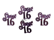 Lavender  Miniature Acrylic Clear Sweet 16 Sign Charm Capias 24 Pieces