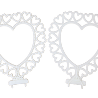 7 Inch White Plastic Hearts Background Cake Topper 12 Pieces