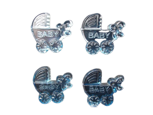 Blue Miniature Baby Carriage Acrylic Charms Capias 24 Pieces
