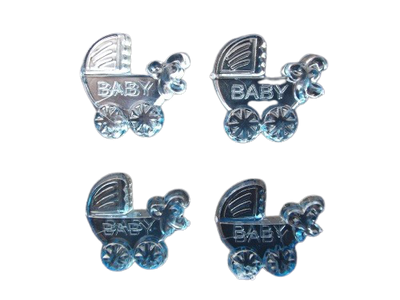Blue Miniature Baby Carriage Acrylic Charms Capias 24 Pieces