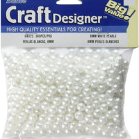 8mm White Plastic Round Pearl Beads 360 pieces