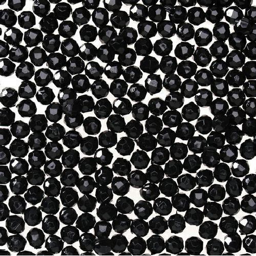 8mm Faceted Plastic Beads Opague Black Bulk 1,000 Pieces - artcovecrafts.com