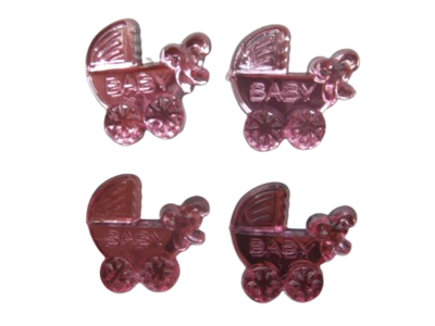 Pink Miniature Baby Carriage Acrylic Charms Capias 24 Pieces