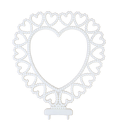 7 Inch White Plastic Hearts Background Cake Topper 