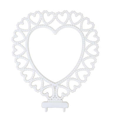 7 Inch White Plastic Hearts Background Cake Topper 