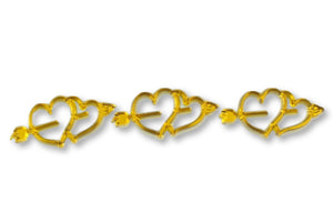 Gold Mini Double Hearts with Arrow Acrylic Charms Capias 24 Pieces