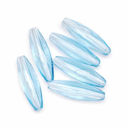 19x6mm Spaghetti Beads Transparent LT Sapphire 144 Pieces